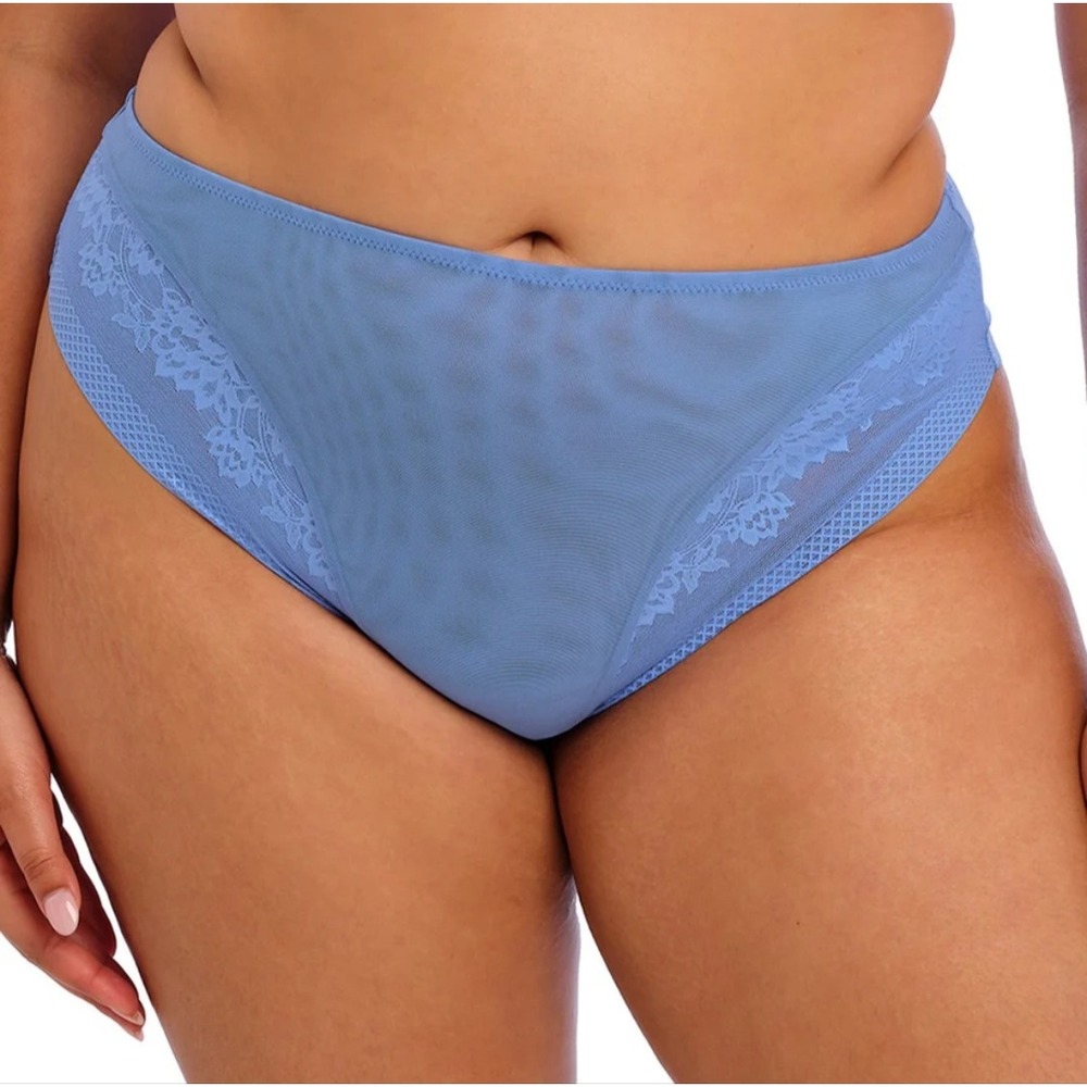 New Elomi Brief Panty XXL High Leg Nerina Cornflower Sheer Lace Trim Underwear